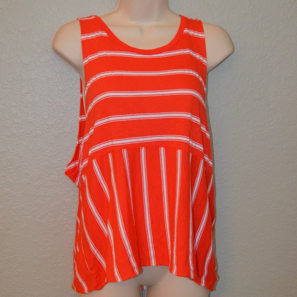 OS Michael Stars Orange & White Striped Sleeveless Shirt